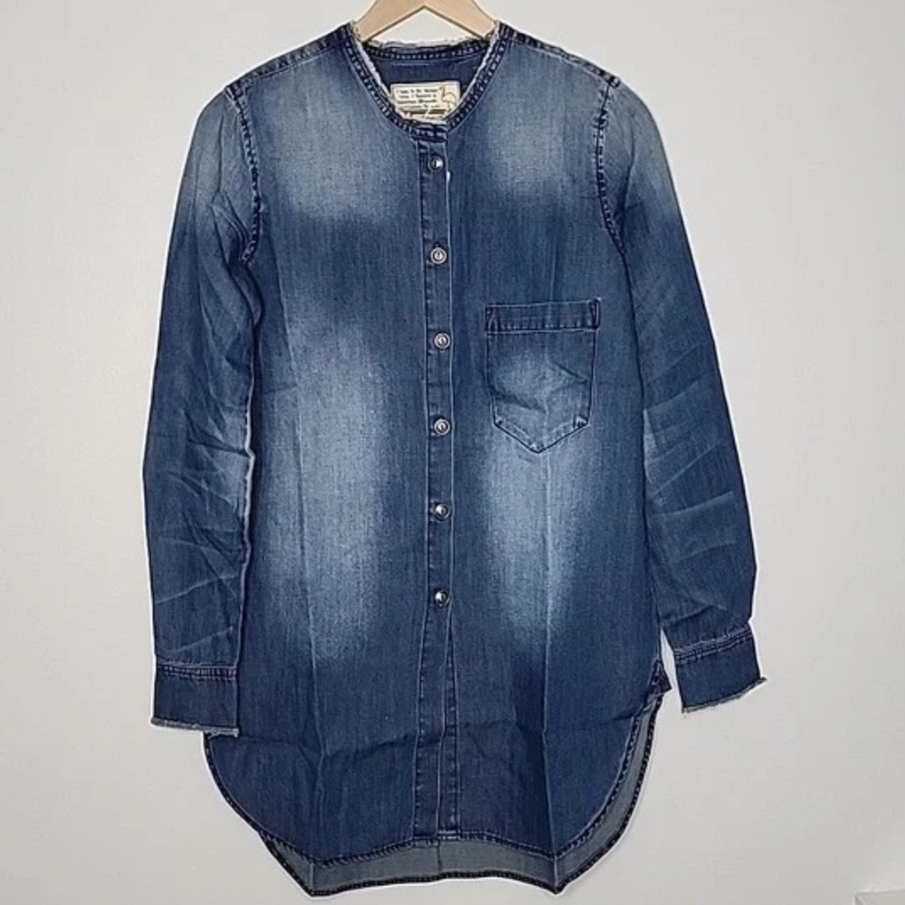 NWT Free People X Sandrine Rose Mandarin Denim Shirt